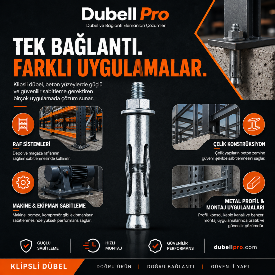 Klipsli Dübel Modelleri ve Fiyatları | Dubell Pro